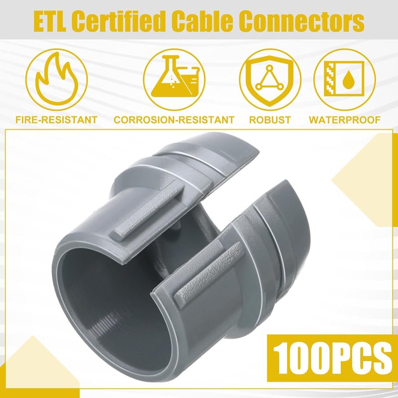 Copkim 100 Pcs Non Metallic Cable Connectors Nm Wire Fixing Buckle Bulk, Labor Saving Snap Style Installation for Wiring, Single 14/2-10/3 Awg, Two 14/2-12/2-14/3 Awg, Etl Certified (1/2 Inch) - Image 3